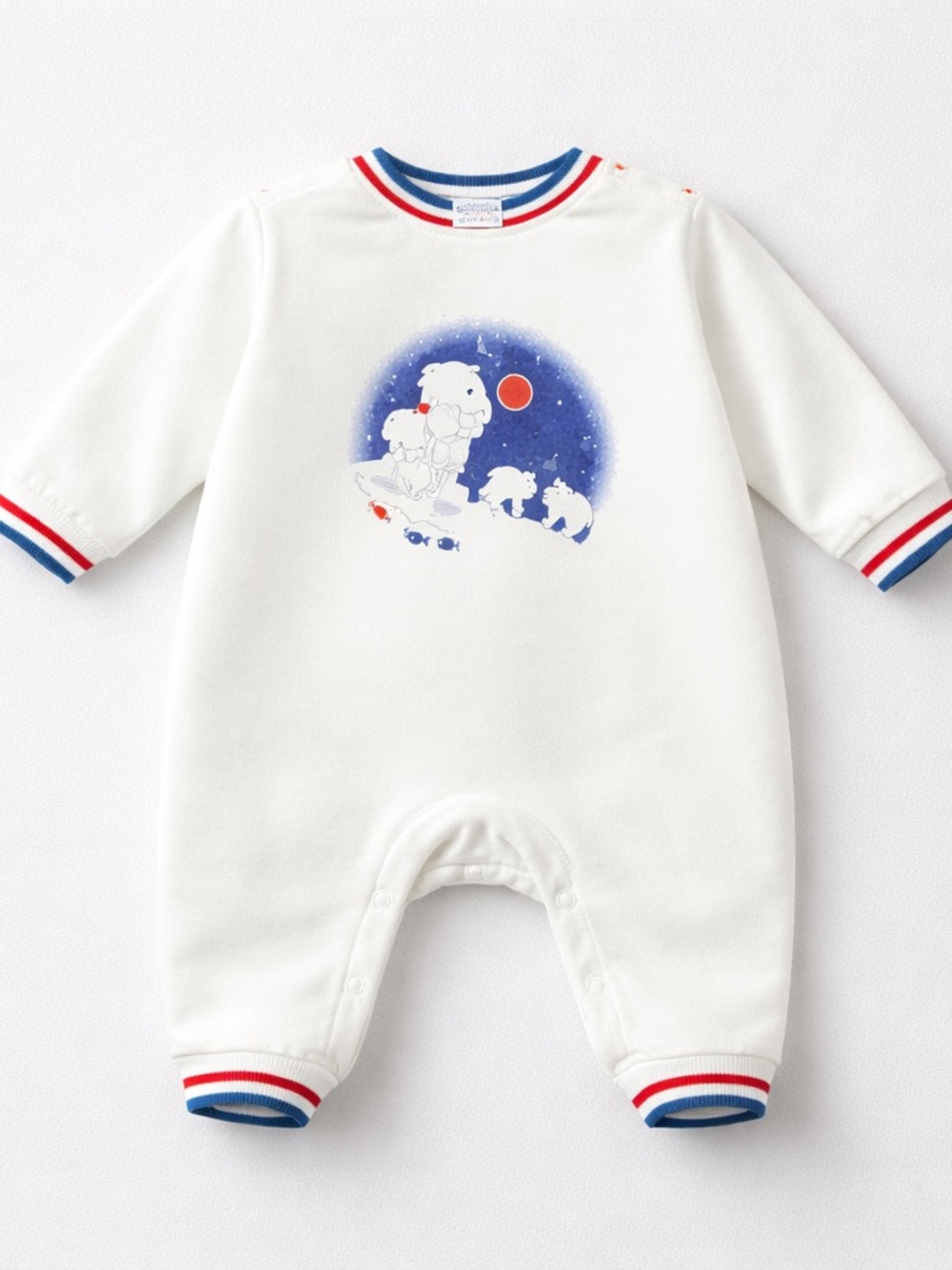 OshKosh B'gosh White Infant Tee with Red and Blue Trim - Picture 1 of 3